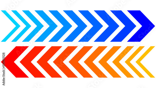 Dynamic red and blue colorful moving arrow. Editable transparent png and vector illustrator file. Abstract Arrows vector icon.