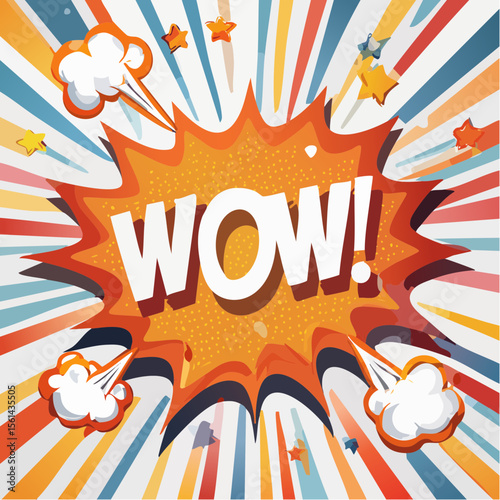 Retro comic book-inspired background with explosive shapes, speech bubbles, and bold text