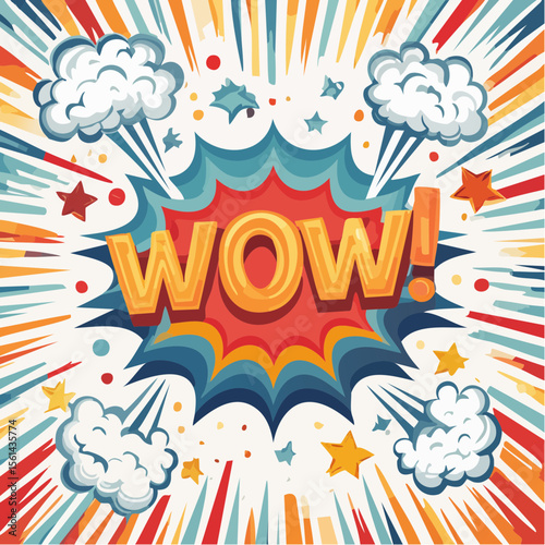 Retro comic book-inspired background with explosive shapes, speech bubbles, and bold text