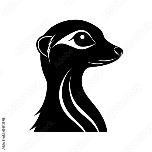 Meerkat head full black silhouette alert desert animal face vector illustration