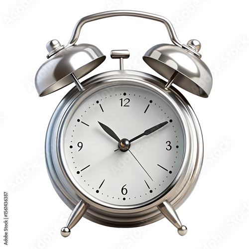 Alarm Clock With Ringing Bells On White Background