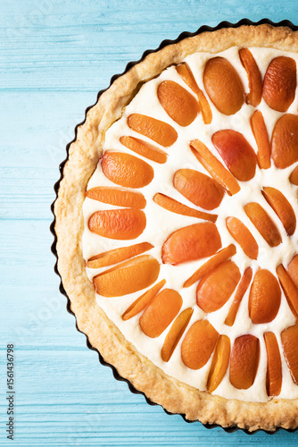 beautiful, appetizing apricot pie with cottage cheese