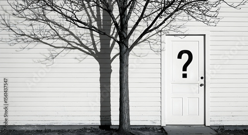 Mysterious door shadow tree unknown enigma mystery secrets