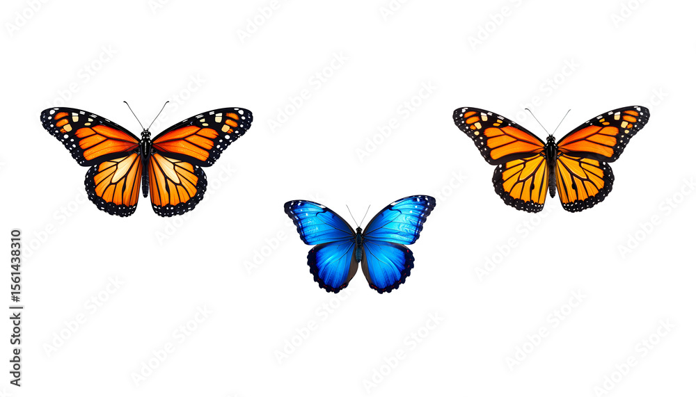 Obraz premium Set of colorful butterflies isolated on white background