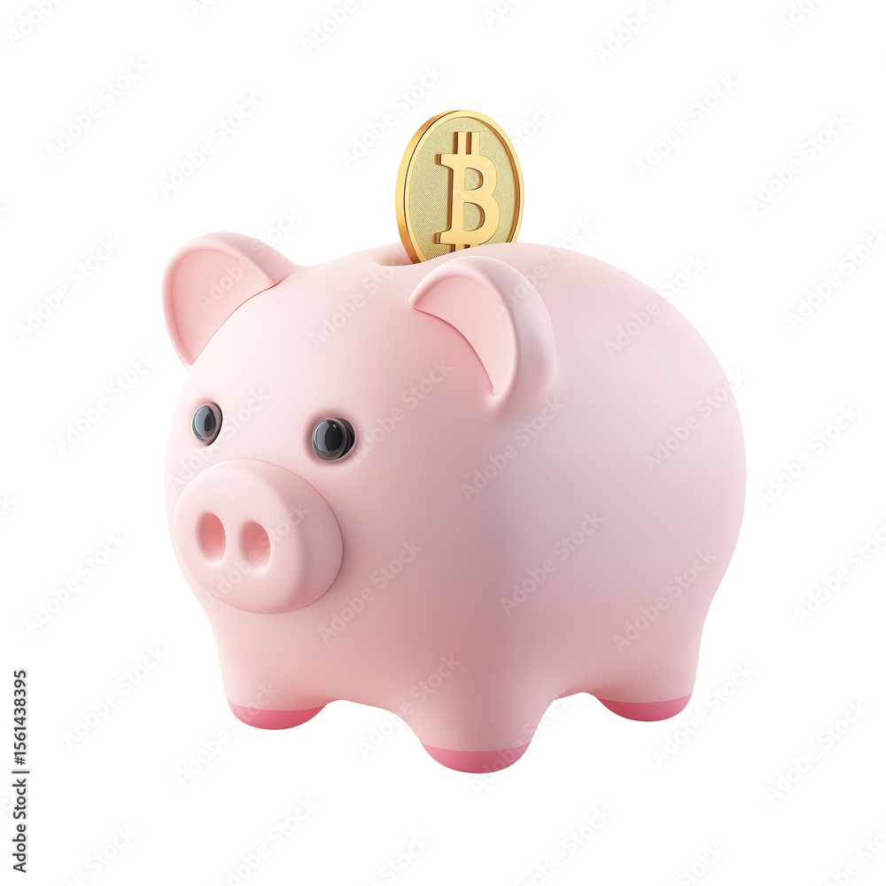 Obraz premium Charming 3D clay model of a pink piggy bank, cute plasticine icon for savings and personal finance education, isolated element symbolizing investment and budget planning.