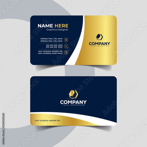 Elegant Navy Blue and Gold Business Card Template for Corporate Professionals