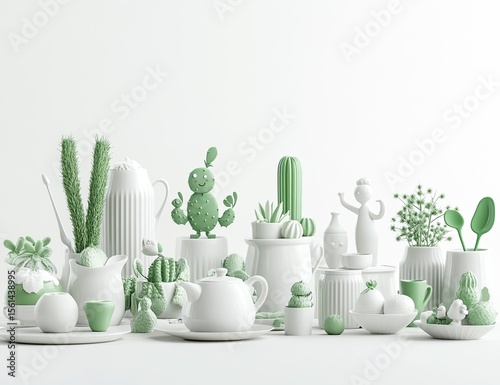 White & Mint Green Still Life