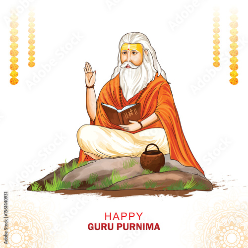 Guru purnima festival celebrated in india holiday card background