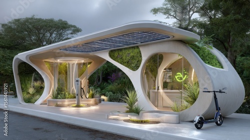 Futuristic EV charging station showing future mobility design