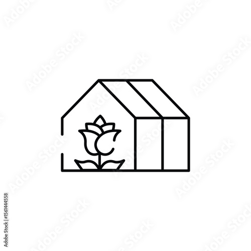 Green House icon design with white background stock illustration