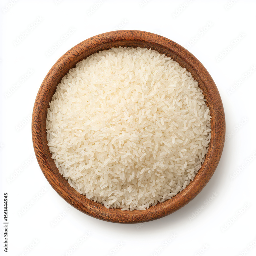 Wooden Bowl of White Rice , PNG isolated cut out image Wooden Bowl of White Rice , PNG isolated cut out image
