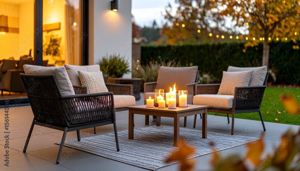 A modern luxury living room features a fireplace, a stylish sofa, and a wood table, all bathed in warm light from a large window A modern luxury living room features a fireplace, a stylish sofa, and a wood table, all bathed in warm light from a large window