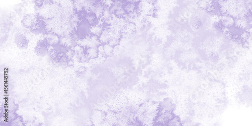 Watercolor violet background. Drops of violet paint. Horizontal banner with delicate purple fill with grunge texture. Abstract cloud illustration