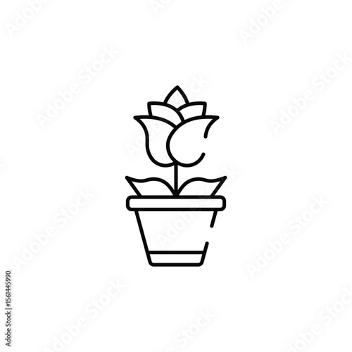 Flower Pot icon design with white background stock illustration