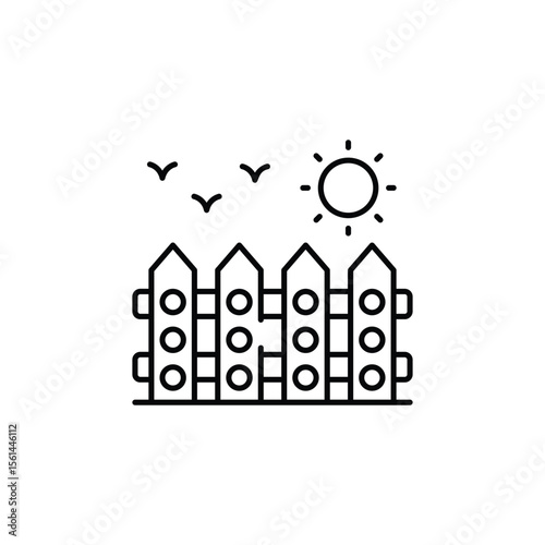 Garden Fence icon design with white background stock illustration