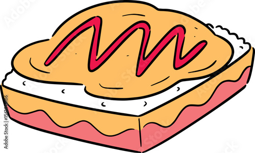 Illustration of omelette rice
