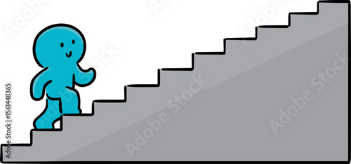 Illustration of man walk upstair
