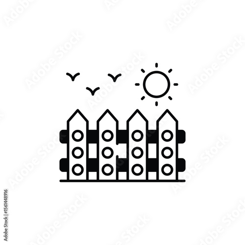 Garden Fence icon design with white background stock illustration