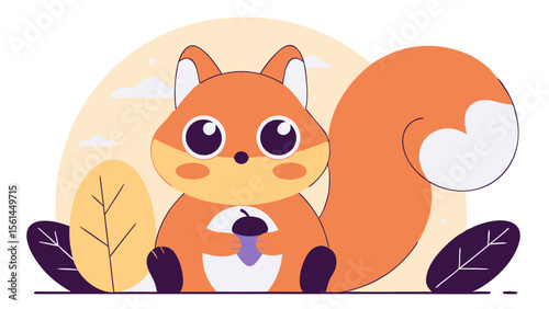 Cute cartoon pet characters: a playful design featuring a funny squirrel cartoon illustrating the love of domestic animals