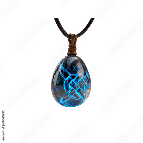 Glowing Blue Celtic Knot Pendant Necklace on Black Background