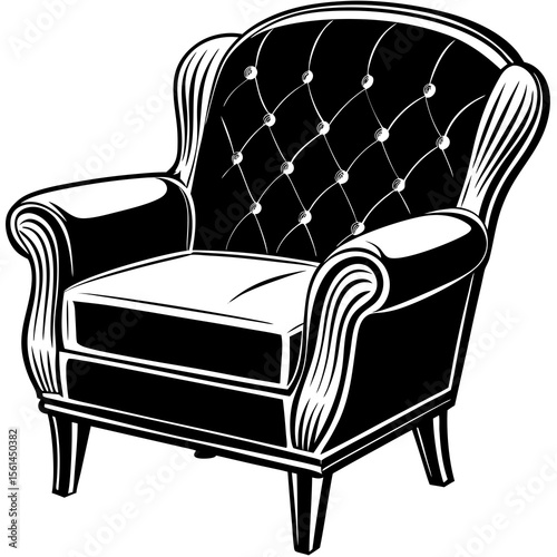 Classic black and white tufted armchair with elegant design