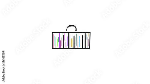 Colorful design of a bag with vibrant vertical stripes and a simple handle, showcasing modern appeal and style in minimalist fashion