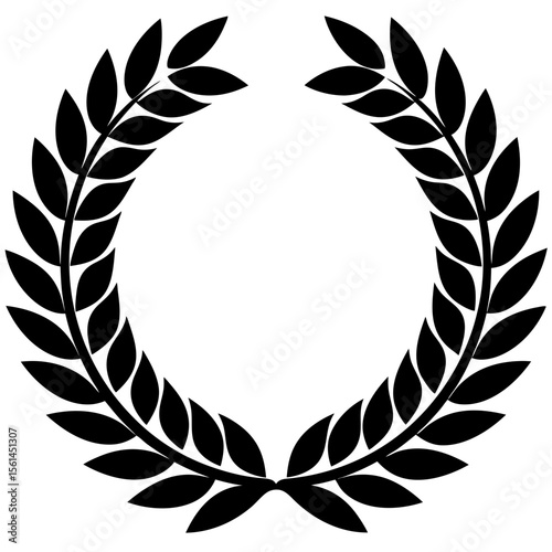 Black laurel wreath symbol representing victory achievement and excellence