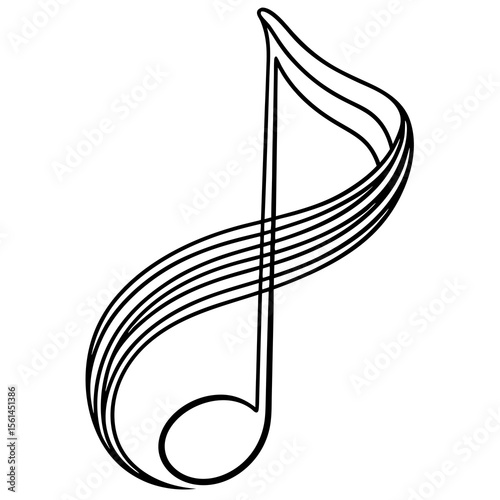 Abstract musical note with flowing lines and a clean white background