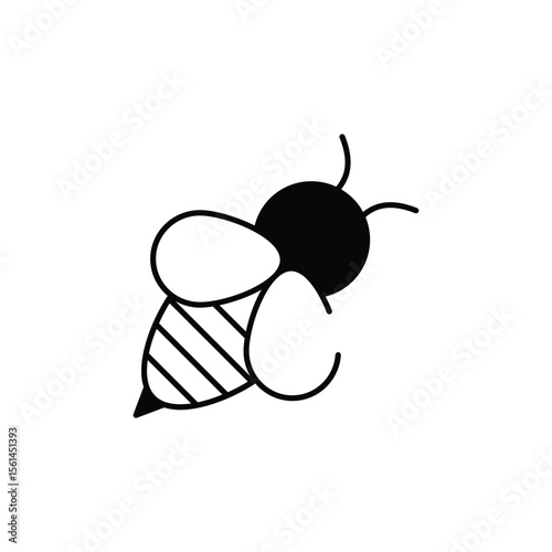 Bee icon design with white background stock illustration
