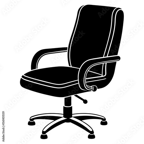 Black silhouette of a modern office chair with armrests and a five star base