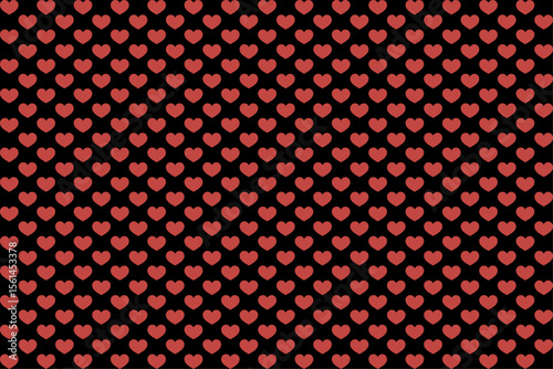 Red Heart Pattern on Black Background – Seamless Vector Design