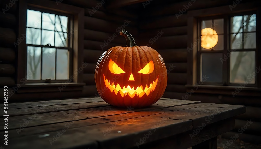 Obraz premium Group of Jack-O-lanterns on stairs in front of house, Halloween decoration, Halloween Pumpkins, created with generative ai