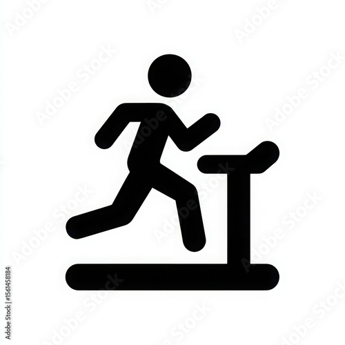 Simple black icon of a person running on a treadmill, perfect for fitness apps, websites, or gym signage. Clean and minimalist design.