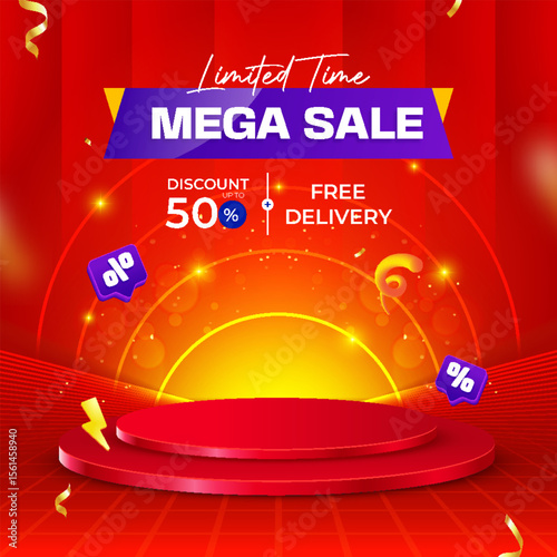 Mega Sale Banner for promotional event background