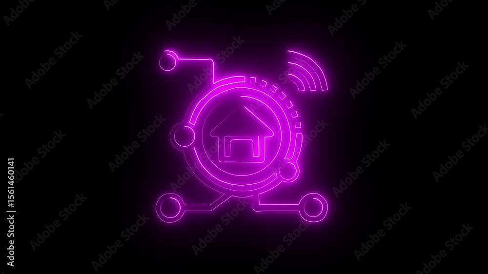 Glowing neon Connection icon isolated on black background. HD Video motion graphic animation