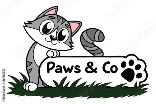 Modern cat silhouette logo template for pet shops and animal businesses