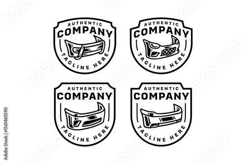 car bumper with front, rear, sport, tubular types body kit illustration vector badge logo set for automotive, racing, garage, workshop, vehicle, service, repair