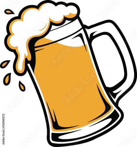 Beer Mug with Foam Vector Illustration