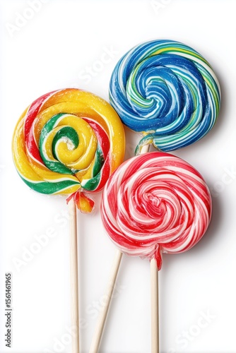 colorful lollipops set isolated on white background. 