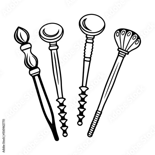 Royal Scepters Vector Illustration Black and White Noble Design