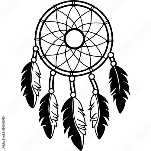 Dreamcatcher Vector Illustration Feather Design Native American Art