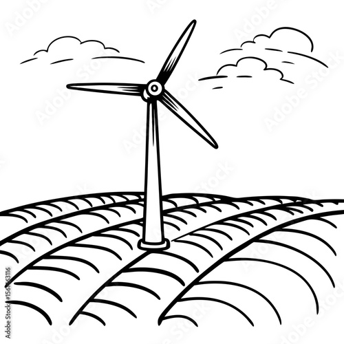 Wind Turbine Vector Illustration Energy Farm Graphic Design