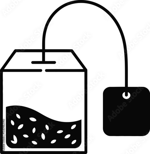Tea Bag Silhouette with Tag Vector Illustration