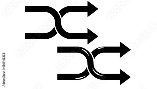 Shuffle line symbol, black isolated silhouette