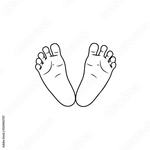 Baby feet heart silhouette vector flat illustration design.