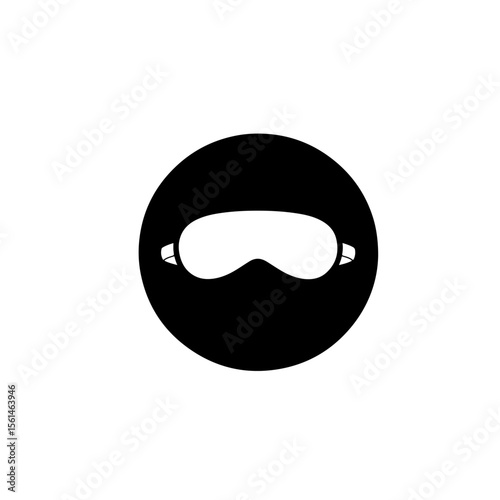 Black Round Shape With White Sleep Mask  silhouette vector flat illustration design.