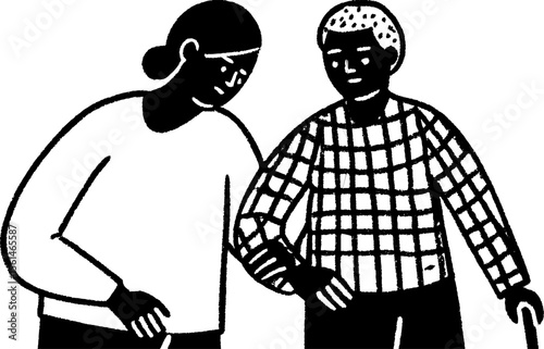 Caregiver assisting elderly person - support and compassion