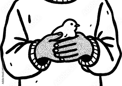 Gentle care: child holding baby chick in warm embrace for nature and nurture themes