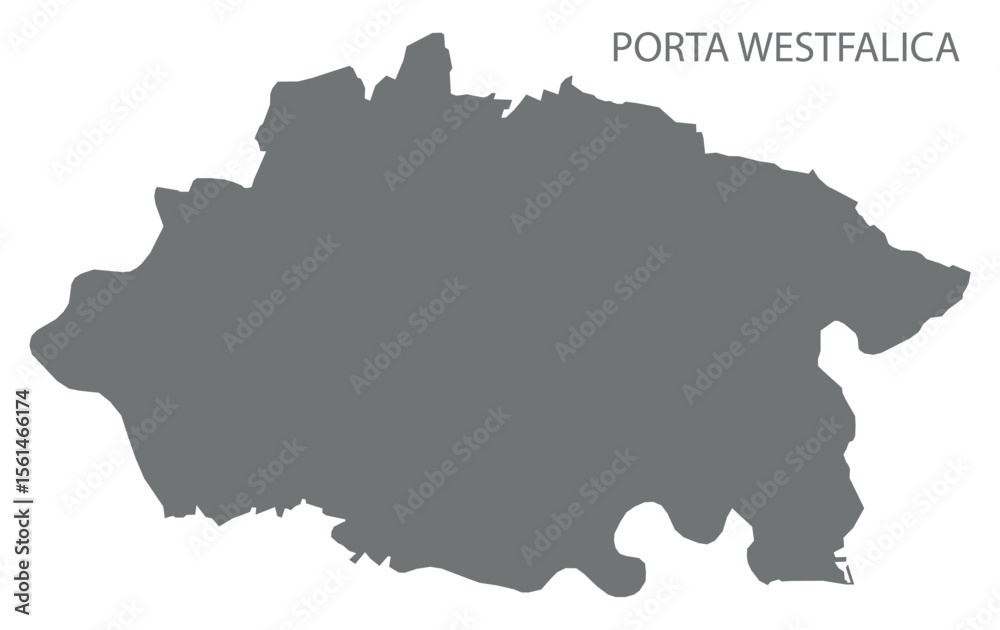 Obraz premium Porta Westfalica city map with boroughs grey illustration silhouette shape