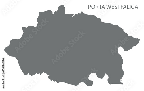 Porta Westfalica city map with boroughs grey illustration silhouette shape